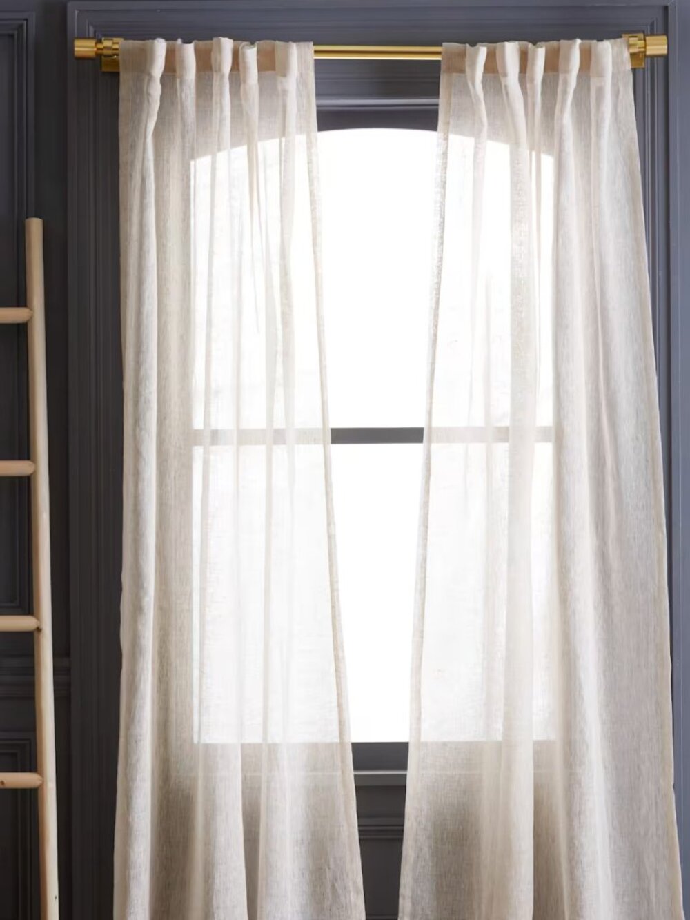 Quince European Linen Sheer Curtains Flax 48 x 84 Set of 2 NWOT